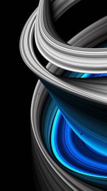 Mobil ekran, telefon masaüstü, iniş sayfası, UI / UX ve duvar kağıdı için uygun 3d mistik halka şekilleri veya Dyson Küresi içeren soyut bir arkaplan.