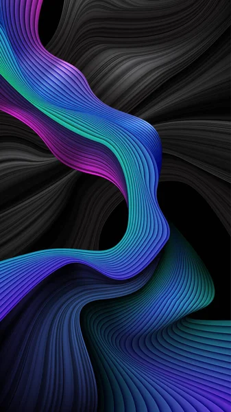 矢量艺术中3D波浪形条纹的抽象背景 适用于移动屏幕 电话桌面 登陆页 Ux和墙纸 — 图库矢量图片