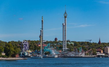 Bir resim körfezin diğer taraftan alınan Grona Lund amusement park.