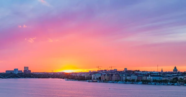 Una Imagen Del Lado Oeste Estocolmo Con Puesta Sol Sobre — Foto de Stock