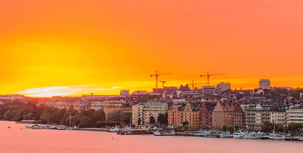 Uma Foto Passeio Norr Malarstrand Pôr Sol Estocolmo — Fotografia de Stock