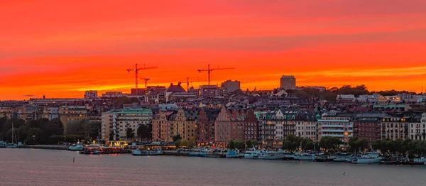 Una Foto Del Paseo Marítimo Norr Malarstrand Atardecer Estocolmo — Foto de Stock