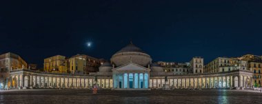A night panorama of the Church of San Francesco di Paola, in Naples. clipart