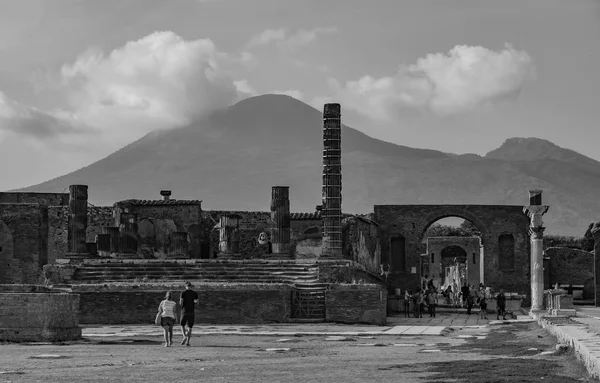 Ein Schwarz Weiß Bild Des Forums Pompeji — Stockfoto