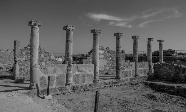 Černobílý Obrázek Domu Theseus Rámci Archeologického Parku Pafos Paphos — Stock fotografie