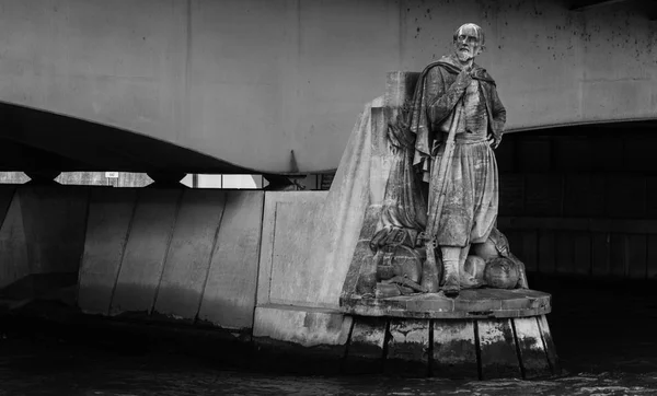 Black White Picture Iconic Statue Zouave Seine River Paris — Stock Photo, Image