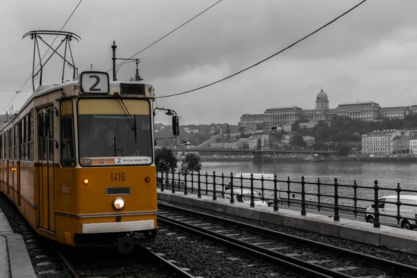 Ein Farblich Ausgewähltes Bild Der Malerischen Straßenbahnlinie Budapest — Stockfoto