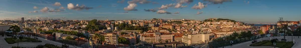 Panorama Bild Staden Lissabon Som Verkar Från Sina Utgångspunkter — Stockfoto
