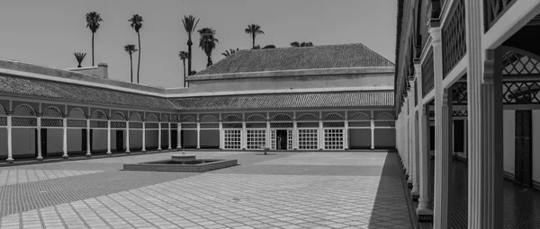Fekete Fehér Kép Bahia Palota Marrakesh Ben — Stock Fotó