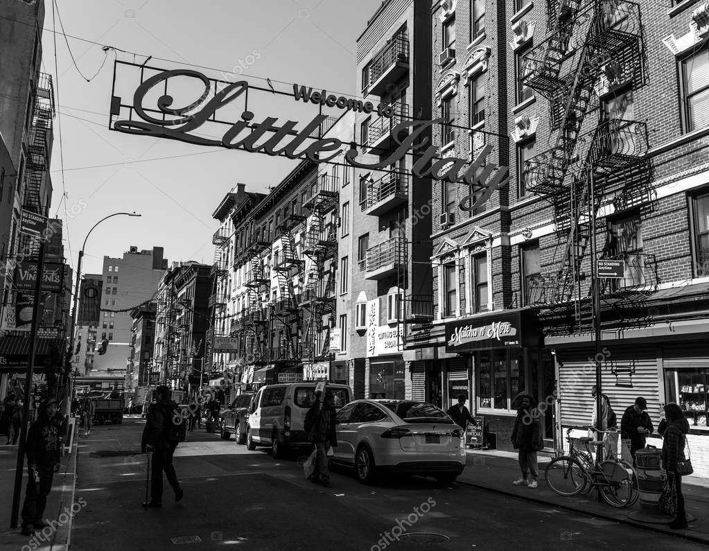 A black and white picture of Little Italy.
