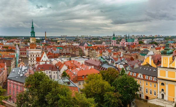 Panoramiczny Widok Rynek Poznański Okoliczne Dachy — Zdjęcie stockowe