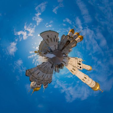 Kremlin 'in içindeki Sobornaya Meydanı' nın küçük bir gezegen tarzı resmi..