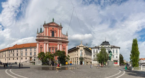 Panoramatický Snímek Náměstí Preseren — Stock fotografie