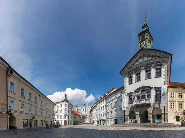 Panoramatický Snímek Lublaňského Náměstí — Stock fotografie