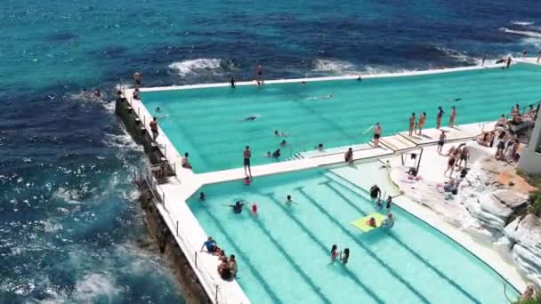 Bondi Beach Sydney Austrália Janeiro 2019 Turistas Nadando Piscina Bondi — Vídeo de Stock