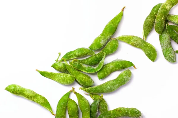 Edamame Soja Verde Congelado Isolado Sobre Fundo Branco Conservação Vegetal — Fotografia de Stock