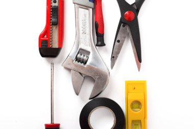 Variery araçlar için inşaat ve onarma. Beyaz arka plan