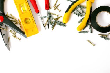 Variery araçlar için inşaat ve onarma. Beyaz arka plan