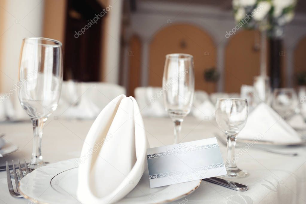 Elegant wedding reception  table ,arrangement restaurant