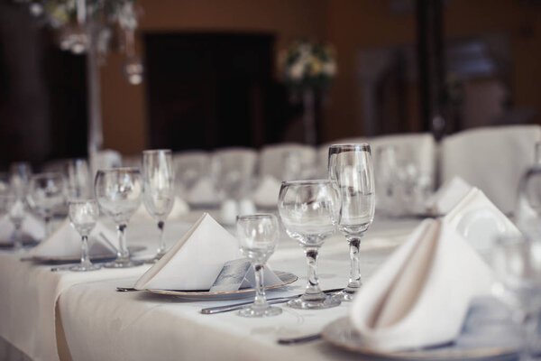 Elegant wedding reception  table ,arrangement restaurant