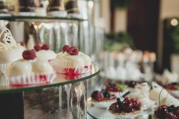 Deliciosa barra de dulces de recepción de boda — Foto de Stock