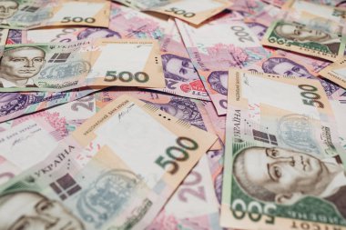 Modern Ukrayna para arka plan - hryvnia. 200 banknot. En düşük UAH. Para kavramı