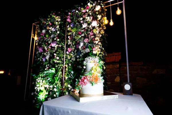 Beau Gâteau Mariage Sur Fond — Photo