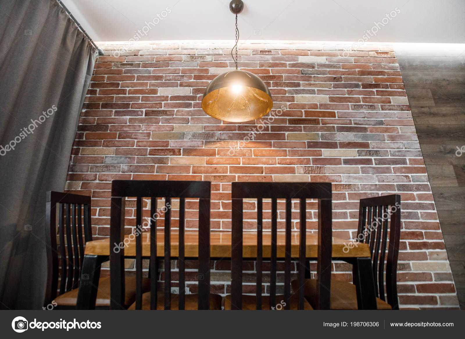 Modern Restaurant Interior Brick Wall — Stock Photo © VAKSMANV101