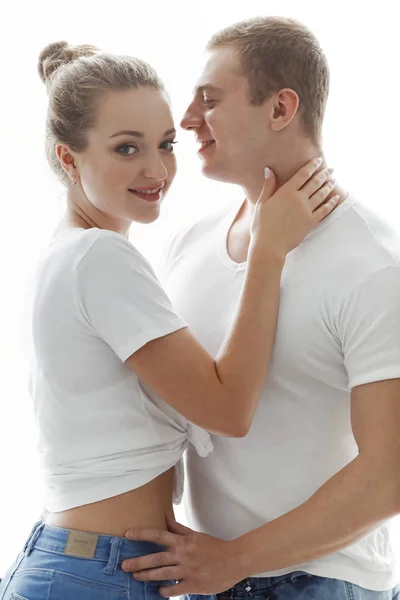 Jovem Alegre Casal Casal Feliz Retrato Romântico Casal Sensual — Fotografia de Stock