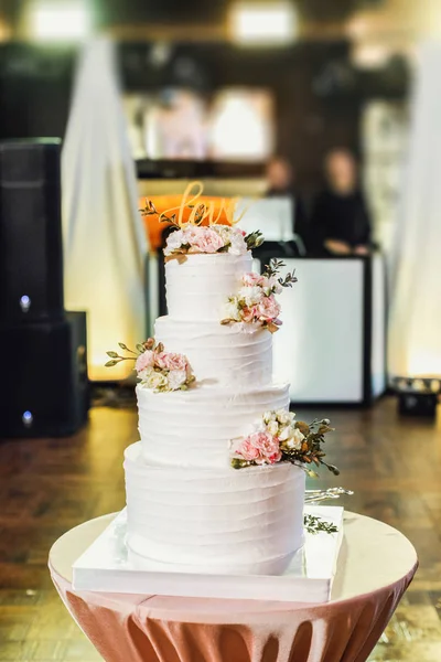 Beautiful wedding cake on  background