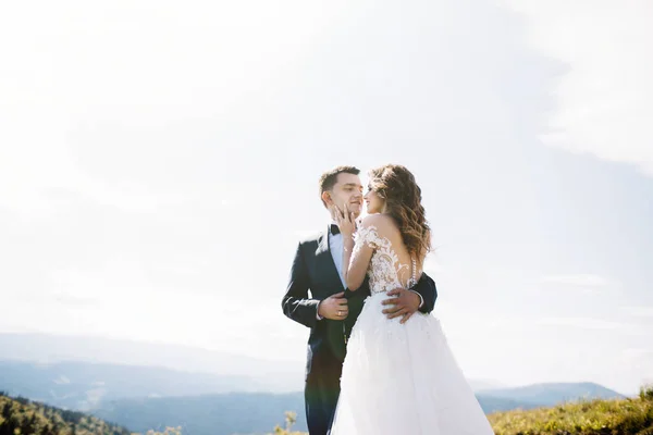 Casamento Casal Lindo Nas Montanhas — Fotografia de Stock