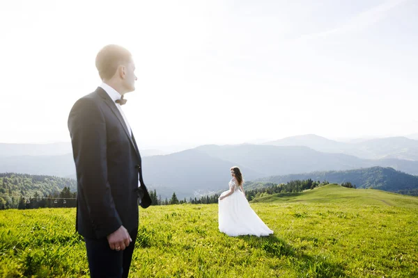 Matrimonio Bella Coppia Nozze Montagna — Foto Stock