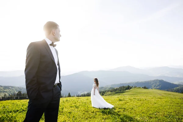 Ζευγάρι Γάμο Ζευγάρι Όμορφο Γάμο Στα Βουνά — Φωτογραφία Αρχείου