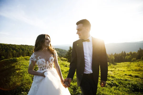 Pasangan Pernikahan Pasangan Yang Cantik Pegunungan — Stok Foto