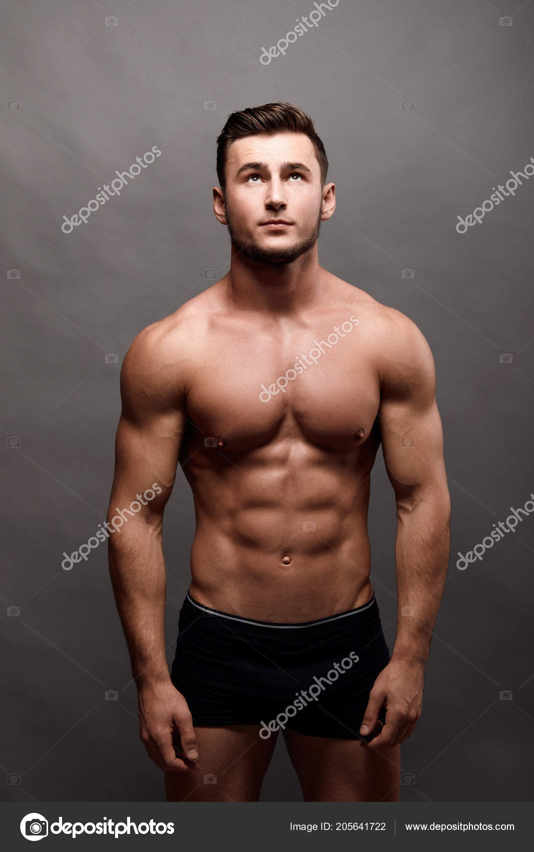 Sexy Strong Bodybuilder Bodybuilder Man Perfect Abs Shoulders