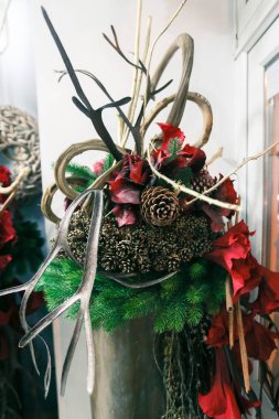 Noel ve mutlu yeni yıl dekorasyon. Noel arka plan w