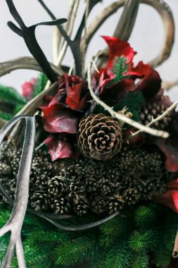 Noel ve mutlu yeni yıl dekorasyon. Noel arka plan w