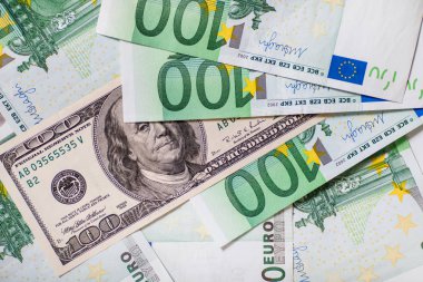 Euro para. Euro nakit arka plan. Birkaç yüz euro banknot