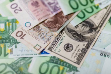 Euro para. Euro nakit arka plan. Birkaç yüz euro banknot