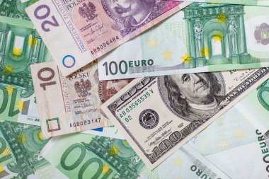 Euro para. Euro nakit arka plan. Birkaç yüz euro banknot