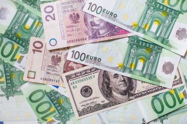 Euro para. Euro nakit arka plan. Birkaç yüz euro banknot