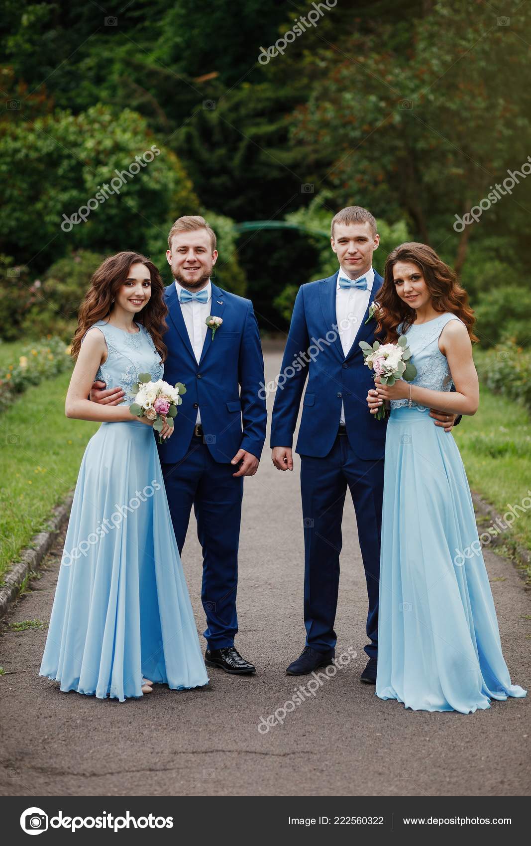 blue bridesmaids and groomsmen
