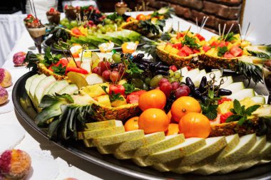 şık lüks için Resepsiyon düğün parti, dekor masa meyve, yemek tedarik