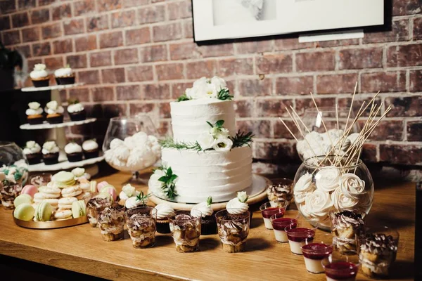 Läckra Bröllop Reception Godis Bar Dessert Bord — Stockfoto