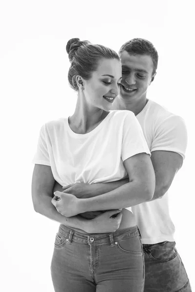 Casal Sexual Jovens Amantes Pessoas Apaixonadas Preto Branco Fotos Sexy — Fotografia de Stock