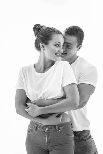 Couple Sexuel Jeunes Amants Des Gens Amoureux Noir Blanc Photos — Photo