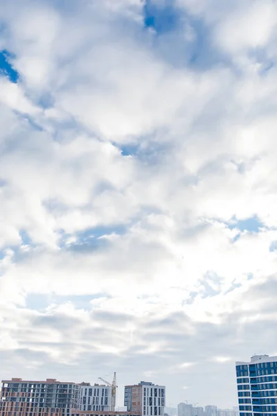 Blue Sky Background Tiny Clouds Clearing Day Good Weather Morning — Stock Photo, Image