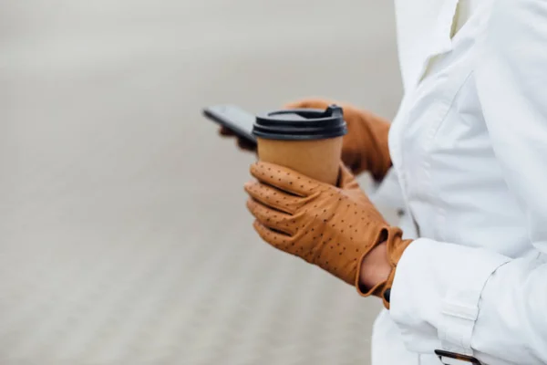 Portrait Successful Business Woman Holding Cup Hot Drink Hand Her — Stock Photo, Image