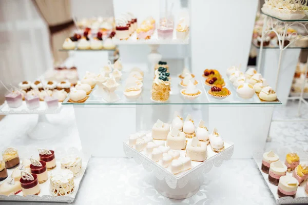 Table with different sweets for party. Candy bar. — Stock Photo, Image