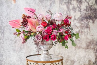 Yakın çekim. Güzel taze çiçekler Buket.